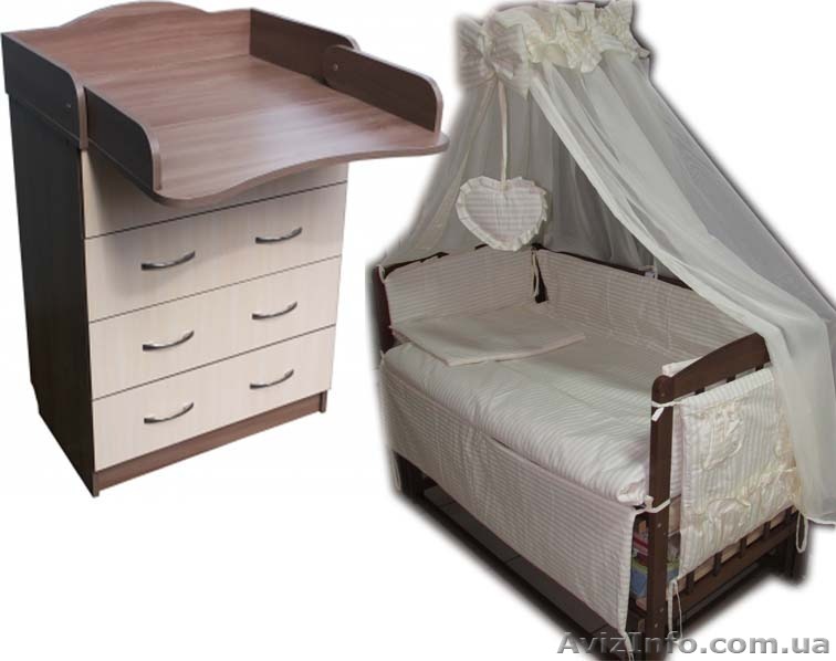 Акция! Новый! Комплект: комод, кроватка маятник, постель, матрас - <ro>Изображение</ro><ru>Изображение</ru> #1, <ru>Объявление</ru> #1446507