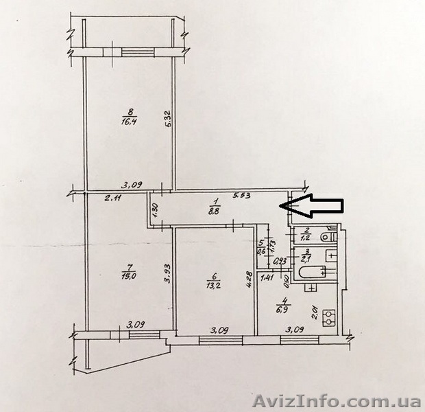 Продам 3 ком.квартиру ул.Ахсарова 17. - <ro>Изображение</ro><ru>Изображение</ru> #1, <ru>Объявление</ru> #1572509