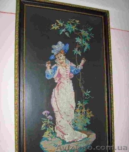 Картина "Девушка с деревом" (ручная вышивка). 1957-й год. - <ro>Изображение</ro><ru>Изображение</ru> #1, <ru>Объявление</ru> #1639068