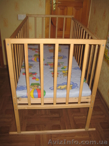 Детская деревянная кроватка с матрацем - <ro>Изображение</ro><ru>Изображение</ru> #4, <ru>Объявление</ru> #742176