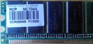 Оперативная память NCP NC7044 (DDR/256MB) - <ro>Изображение</ro><ru>Изображение</ru> #2, <ru>Объявление</ru> #1276278