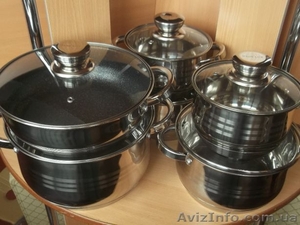 Набор посуды из нержавеющей стали пр-во Германия дно 9-ти слойное и подарок фен - <ro>Изображение</ro><ru>Изображение</ru> #1, <ru>Объявление</ru> #1619119