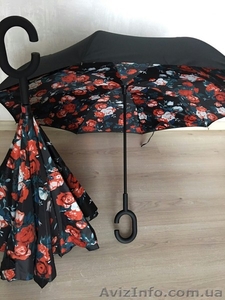 Ветрозащитный обратный зонтик складной двойной Слои перевертыш - <ro>Изображение</ro><ru>Изображение</ru> #2, <ru>Объявление</ru> #1625073
