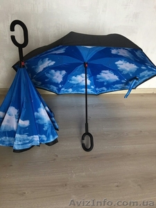 Ветрозащитный обратный зонтик складной двойной Слои перевертыш - <ro>Изображение</ro><ru>Изображение</ru> #1, <ru>Объявление</ru> #1625073