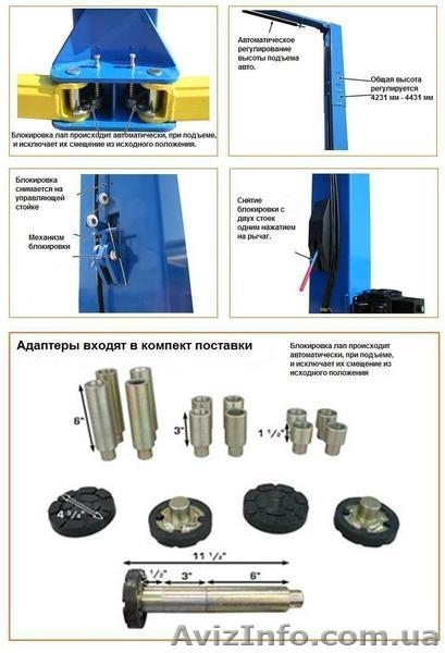 Подъемник двухстоечный, гидравлический, с верхней синхронизацией PEAK 209CH. - <ro>Изображение</ro><ru>Изображение</ru> #5, <ru>Объявление</ru> #226185