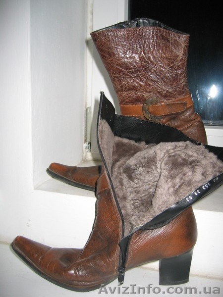 ПРОДАМ сапоги кожаные (Италия) коричневые, 39 размер  - <ro>Изображение</ro><ru>Изображение</ru> #2, <ru>Объявление</ru> #800705