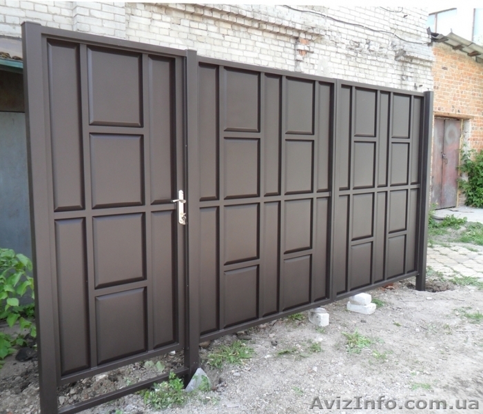 Ворота, + Калитки, Филенчатые "шоколадка", гладко листовые, профлистовые - <ro>Изображение</ro><ru>Изображение</ru> #3, <ru>Объявление</ru> #1465241