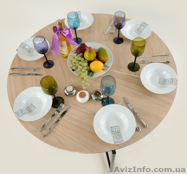 Стол трансформер раскладной круглый Пиланго D100 - <ro>Изображение</ro><ru>Изображение</ru> #3, <ru>Объявление</ru> #1505488