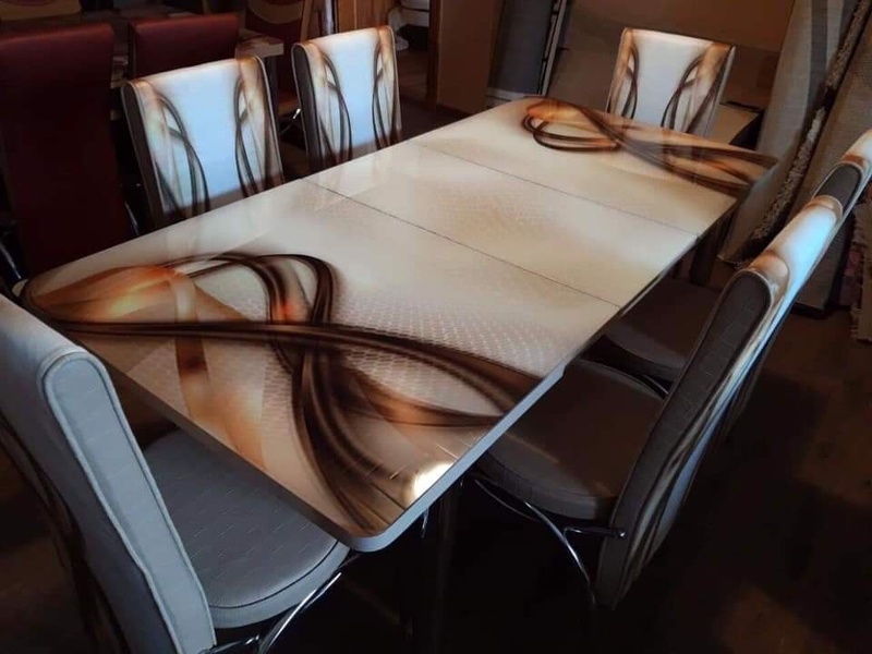 Стіл кухонний (калене скло)   шість стільців (хромований алюміній) - <ro>Изображение</ro><ru>Изображение</ru> #3, <ru>Объявление</ru> #1678320